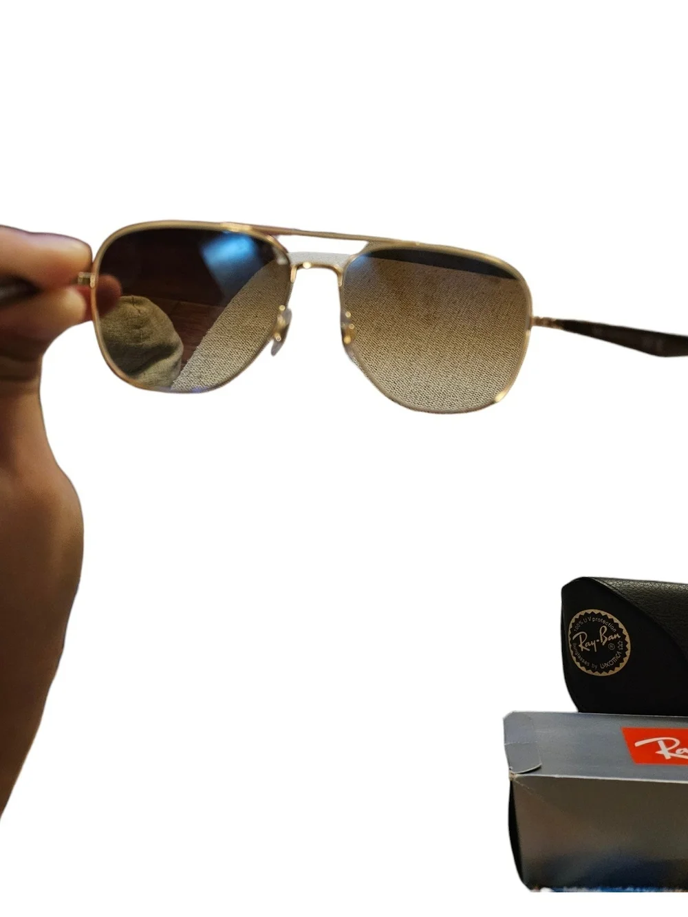 Ray-Ban 3683 in Polished Arista Gold Aviator Sunglasses - Unisex 56-15-135